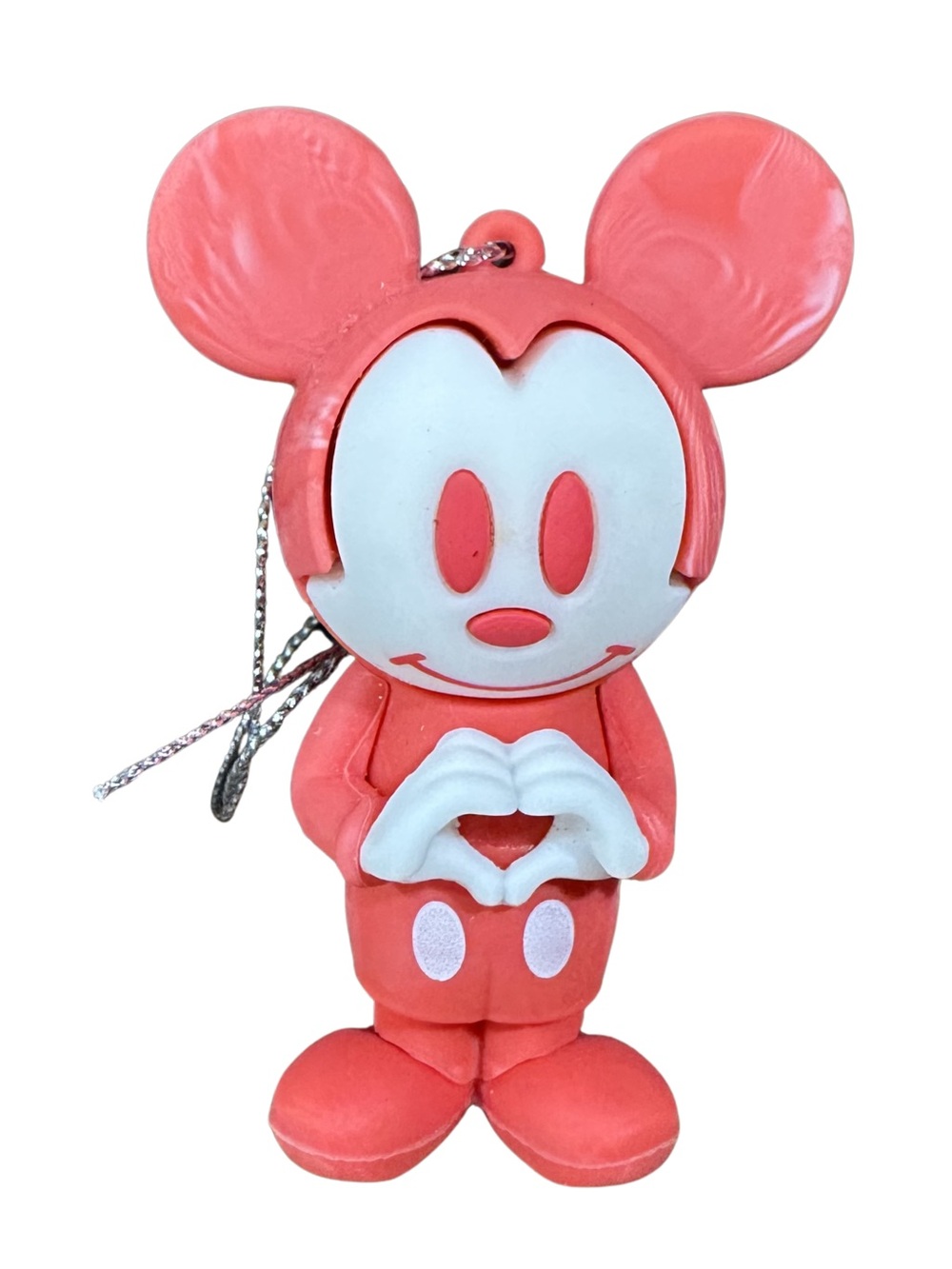 Hallmark Mickey Mouse Heart Hands Disney Ornament Rubber Silicone Red Marble